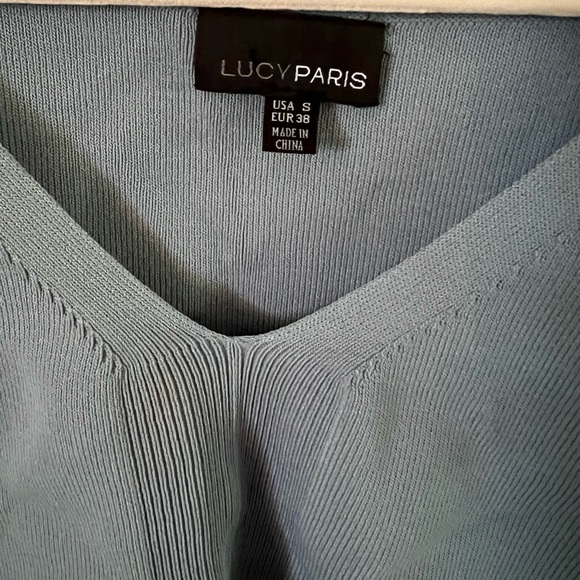 Lucy Paris sarah ruffle knit top with flutter sleeve and ribbed detail - Picture 2 of 7